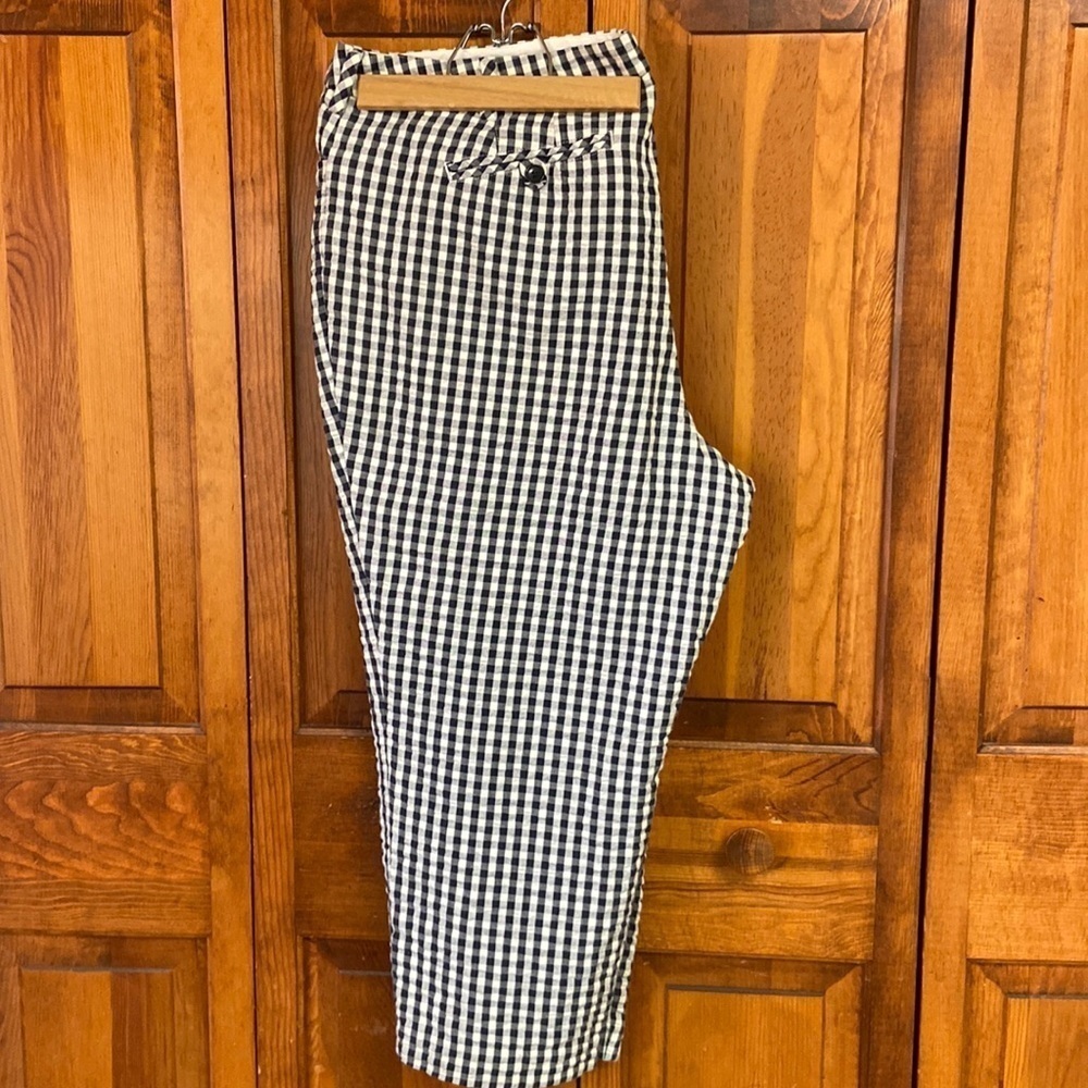 Land’s End Gingham Ankle Length Straight Leg Mid-Rise Pants 18W